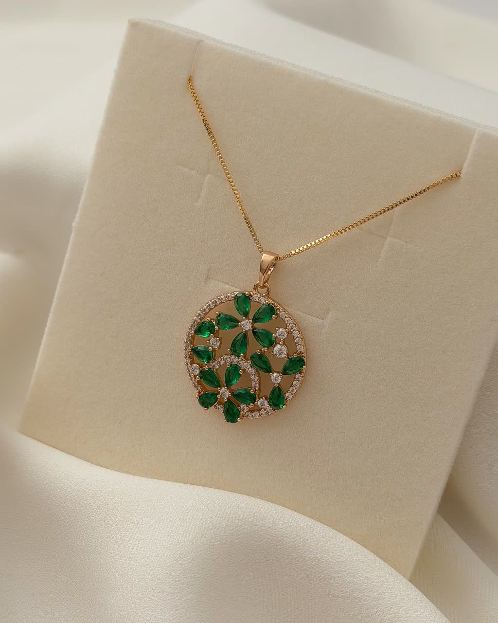 پلاک نگین سبز ژوپینگ بدون زنجیر کد 2676 - خرید آنلاین از گالری آداس